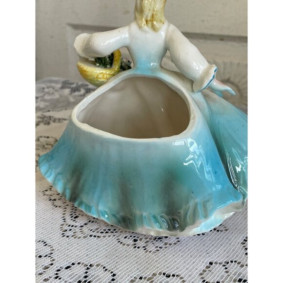 Vintage LEFTON Southern Belle with Flower Basket PLANTER #30008 6 1/2 - Picture 7 of 10